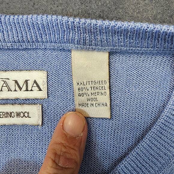 Tehama Mens Sweater Vest XXL Blue Tencel Merino Wool Blend Preppy Office Vintage - Picture 8 of 11